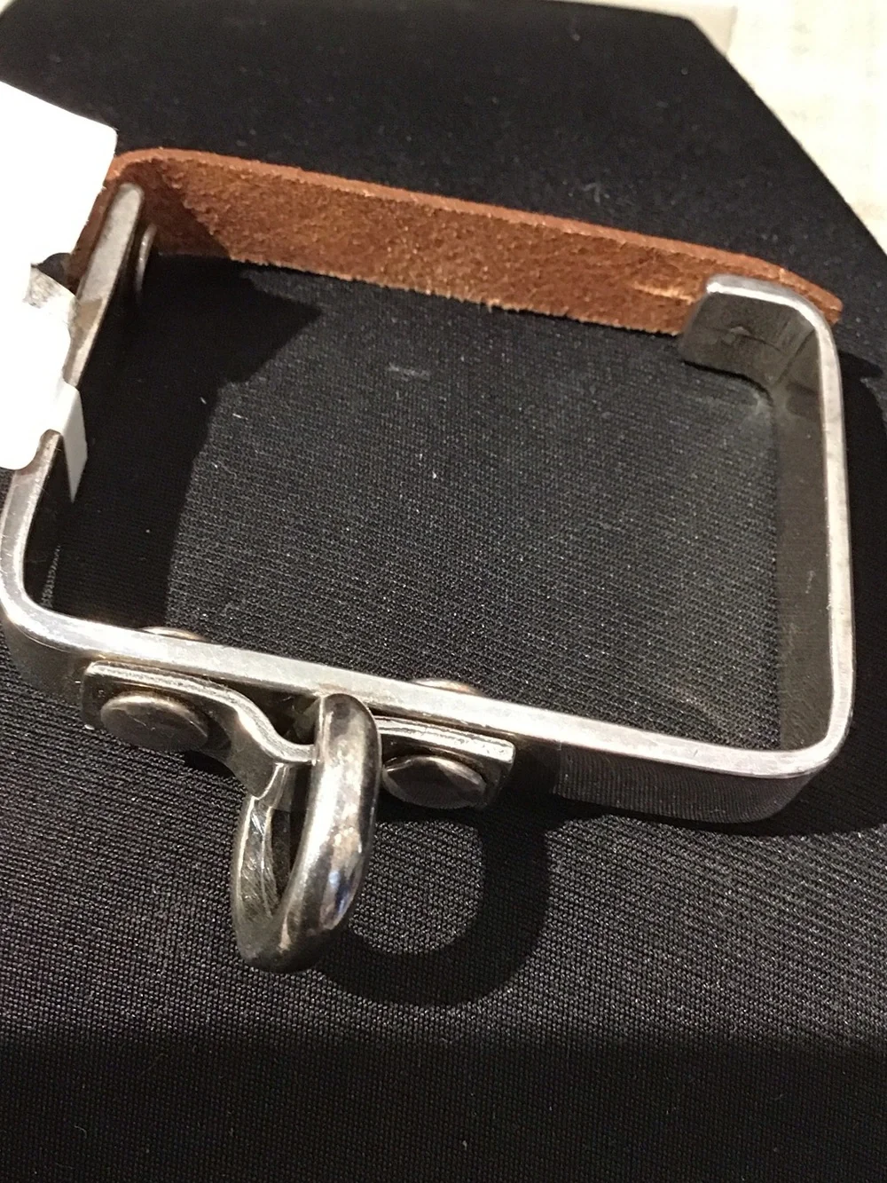 Men's Brown Leather and Silver Metal Bracelet